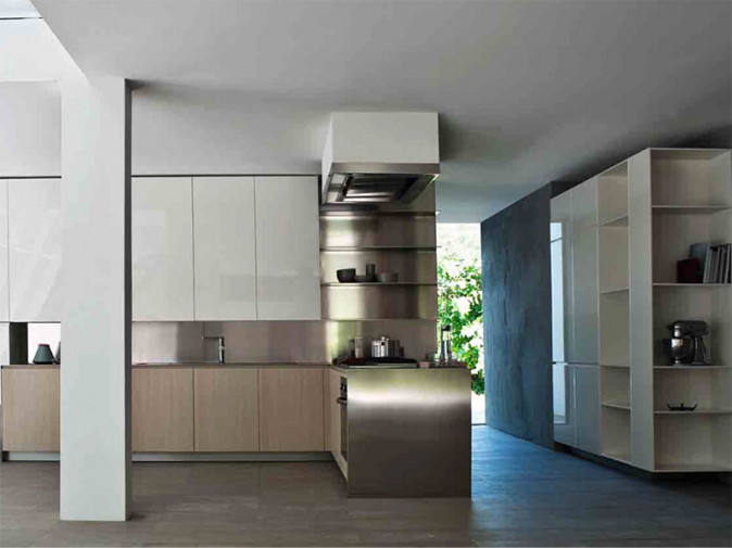 Кухня El_01 Bianco Lucido Rovere Chiaro