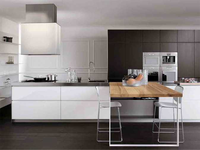 Кухня El_01 Rovere Moka Bianco Lucido