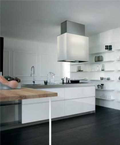 Кухня El_01 Rovere Moka Bianco Lucido